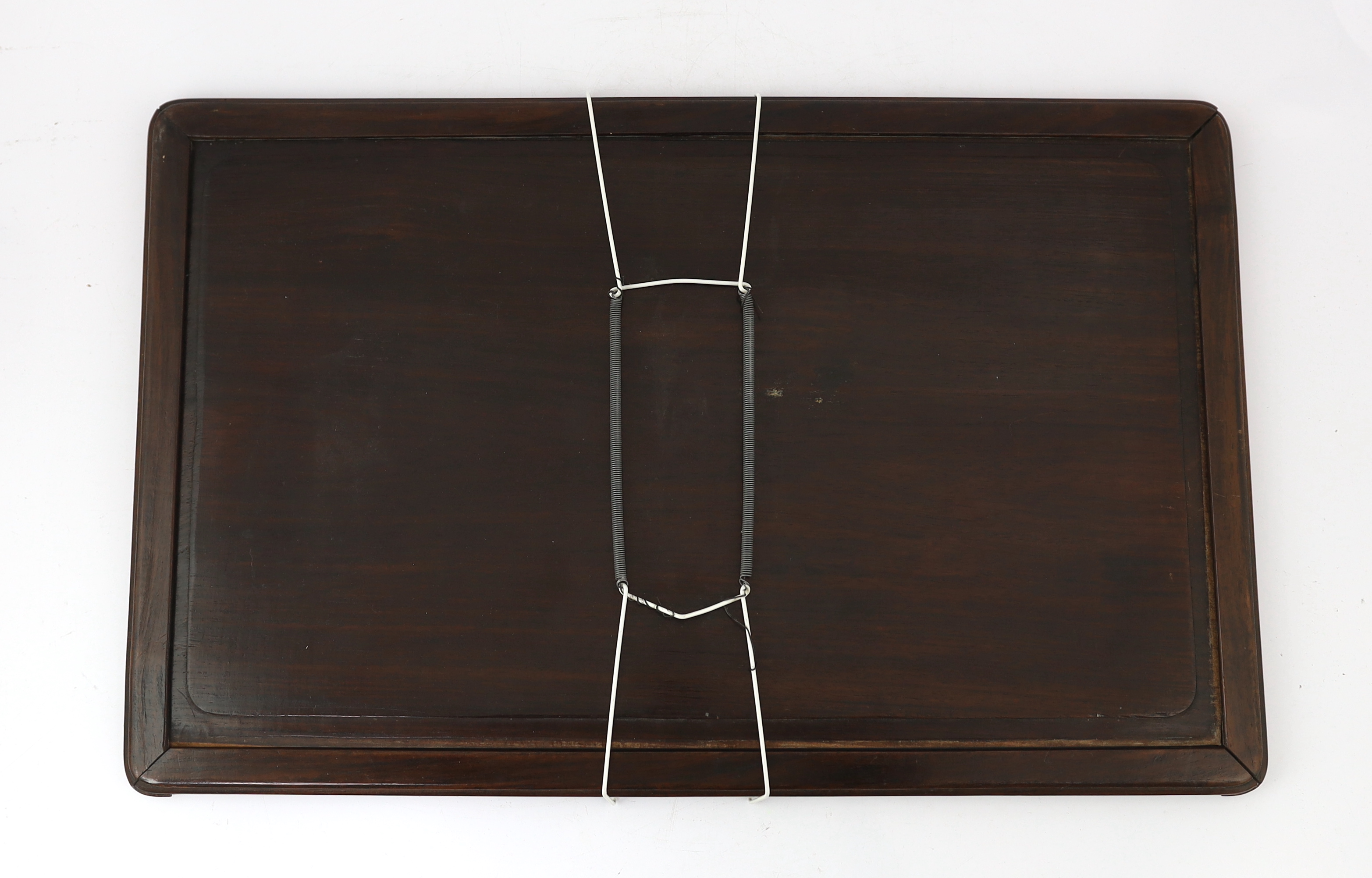 A Chinese hongmu and mother of pearl inlaid tray, late 19th century